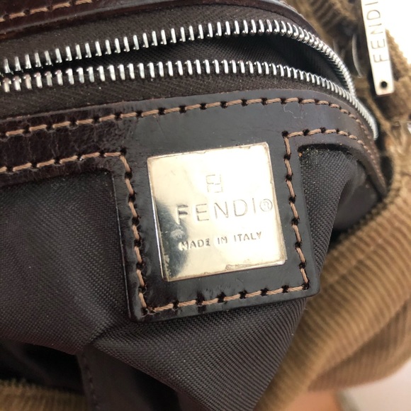 Fendi Beige Corduroy Baguette Bag Authentic Y2K - Picture 7 of 8